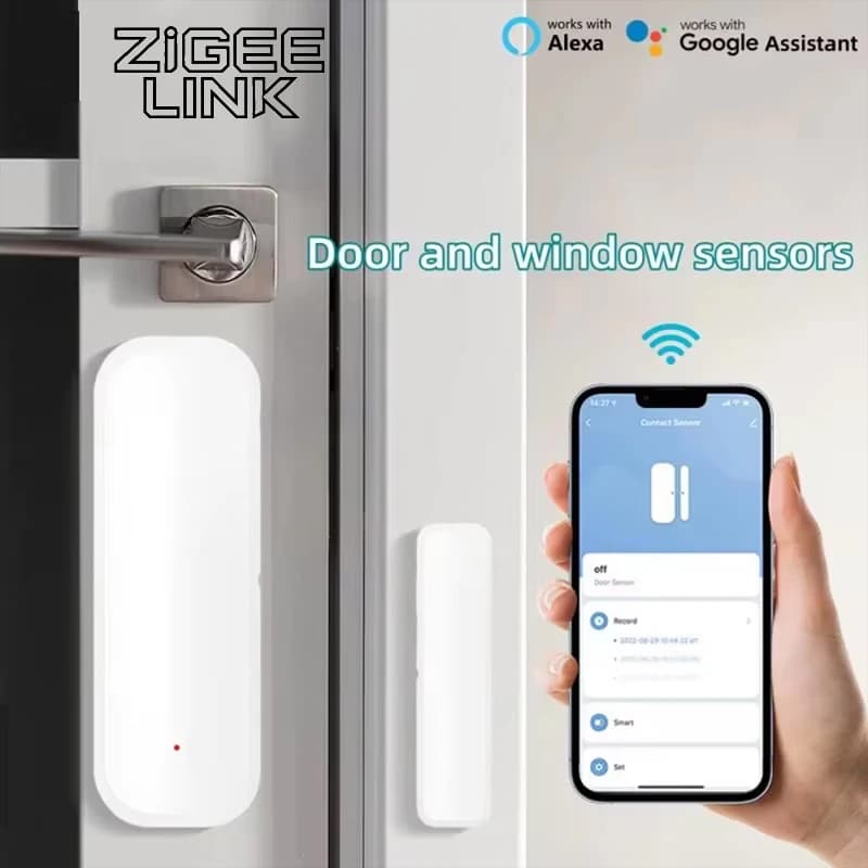 Sensore Zigbee per Porte e Finestre, Rilevatore di Apertura/Chiusura, Sistema di Allarme Domestico Intelligente con Controllo Vocale tramite Tuya, Alexa, Google