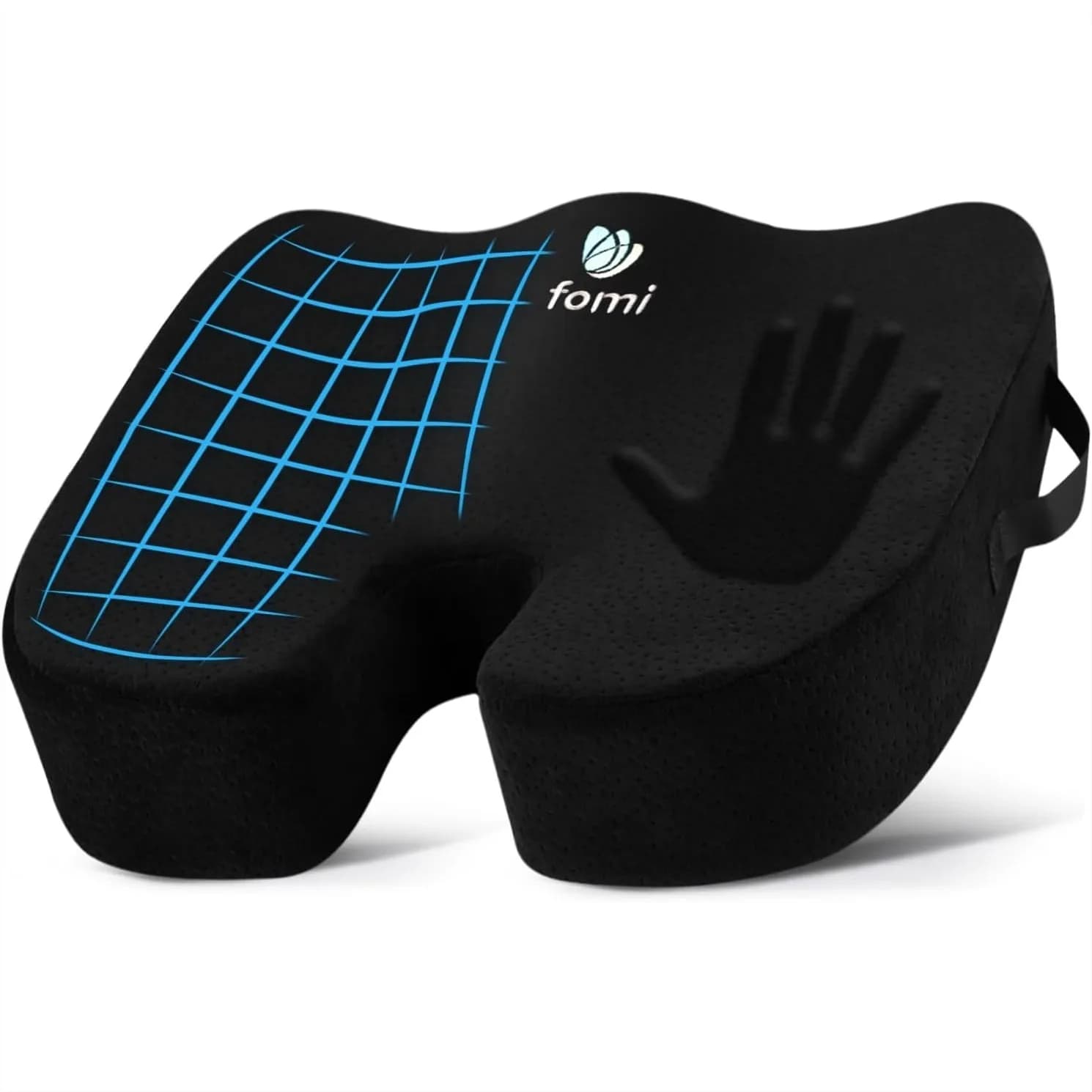 Cuscino per Sedile in Memory Foam Extra Spesso e Rigido per Auto o Sedia da Ufficio, Grande Cuscino Nero con Design Sagomato per Supporto del Coccige