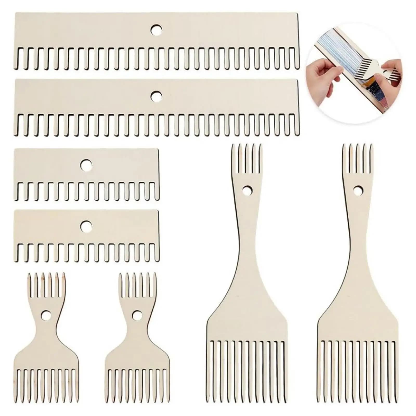 Knitting Loom Weaving Comb Kit Wooden Handmade Rug Weave Tools for Sewing Patterns and Accessories