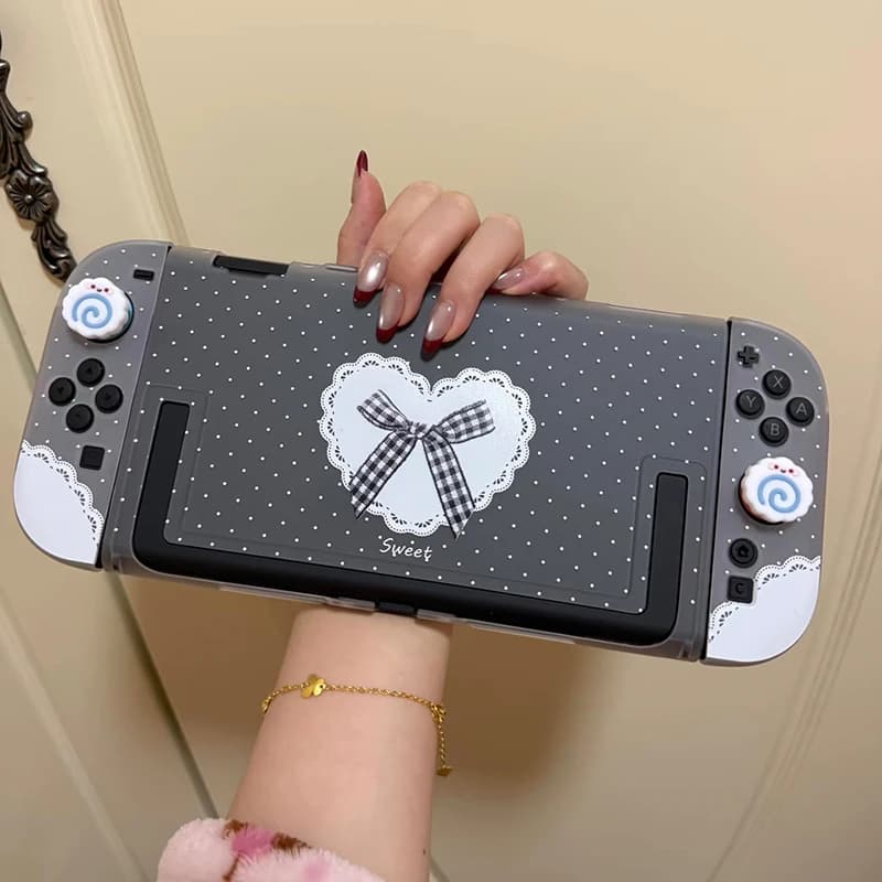 Custodia Protettiva per Switch 2 con Design a Fiocco in Pizzo, Trasparente, per Nintendo Switch 2, Accessorio per Videogiochi Anime, Regalo