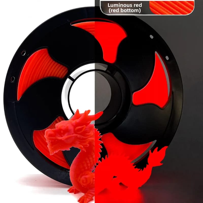 Glow-in-the-Dark Red 1.75mm PLA 3D Printer Filament, Red in Daytime, 1KG Spool
