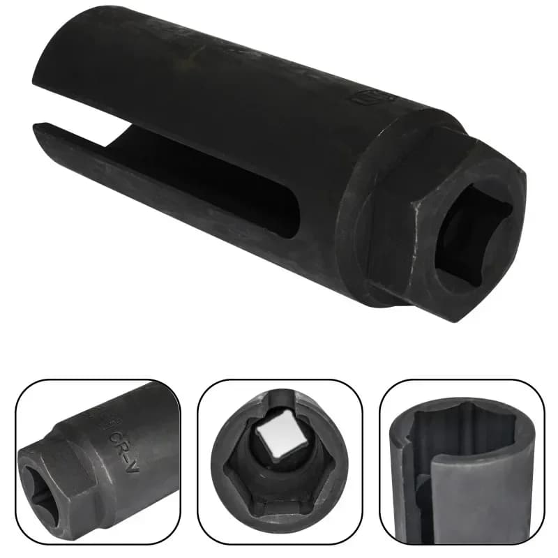 Black Narrow Mouth Lambda Sensor Removal Socket Kit CR-V Steel 1/2 Drive 8mm Slot for Car Tools Oxygen Vacuum 22mm