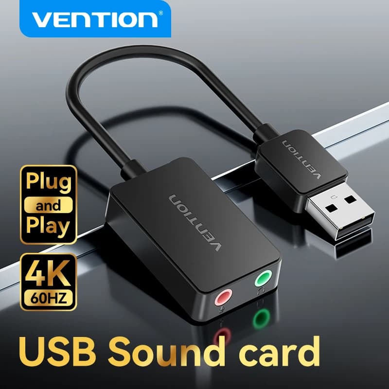 Vention Scheda audio USB Adattatore USB esterno da 3,5 mm Interfaccia audio altoparlante da USB a microfono per scheda audio per computer portatile PS5