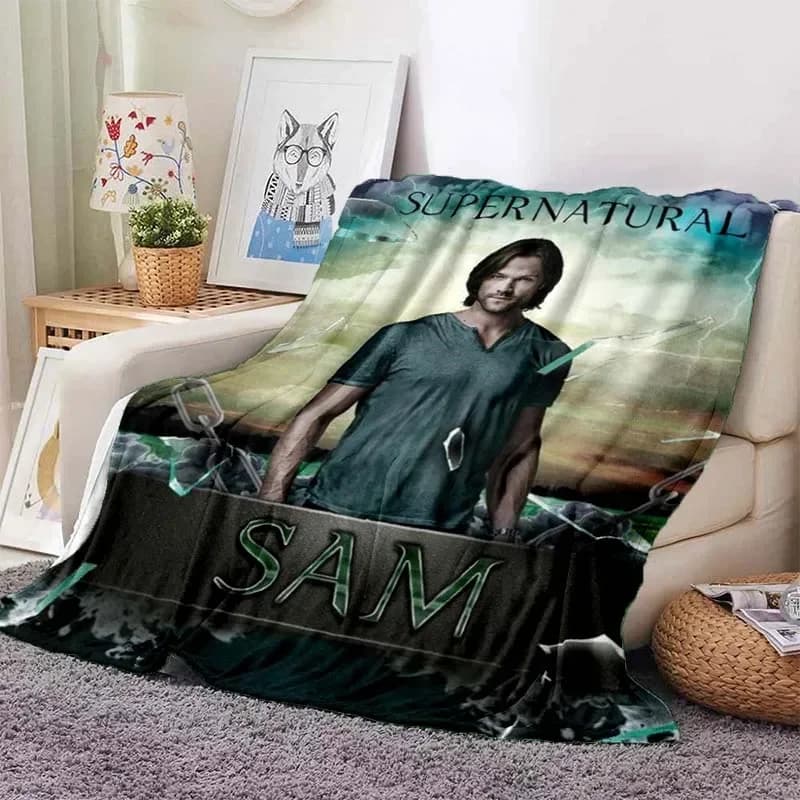 Film supernatural - evil power printed coperta, flanella office home air conditioning coperta, coperta multifunzionale