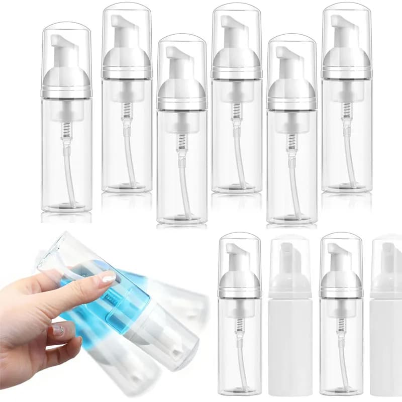 5/10 Pezzi Flaconi in Plastica da 30ml-100ml con Pompa per Sapone Schiumogeno, Contenitori Vuoti Portatili per Dispenser di Sapone Mani, Shampoo, Detergente