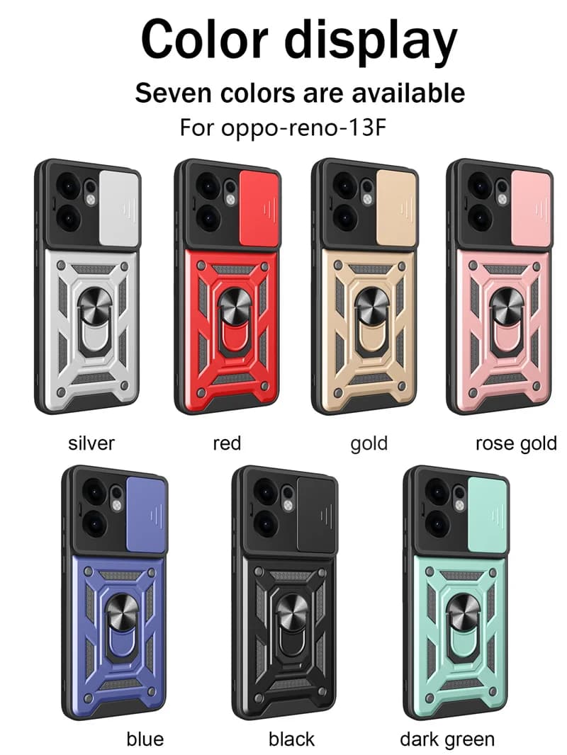 Per OPPO Reno 13F Finestra scorrevole Lente Proteggi Armatura Cassa del telefono per OPPO Reno 13F Supporto magnetico Anello di copertura
