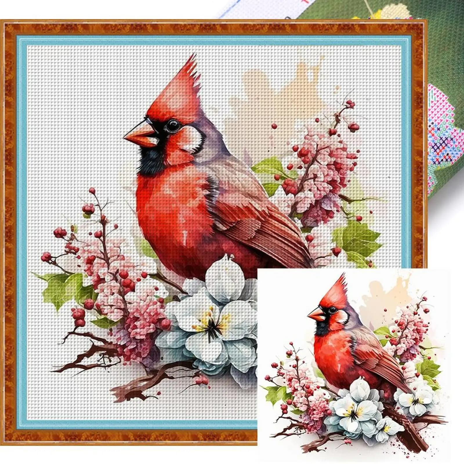 Kit per Punto Croce con Ricamo Completo in Filo di Cotone 18CT, Motivi Animali Stampati