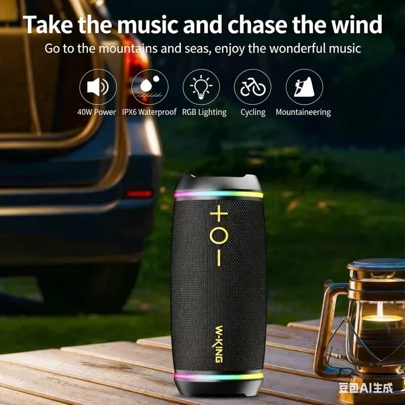 Nuovo Arrivo Altoparlante Bluetooth W-King D220 BT5.4, Lettore Musicale Wireless da Esterno, Abbinamento TWS, Boombox per Feste con Bassi Potenti, Supporto AUX/Scheda TF