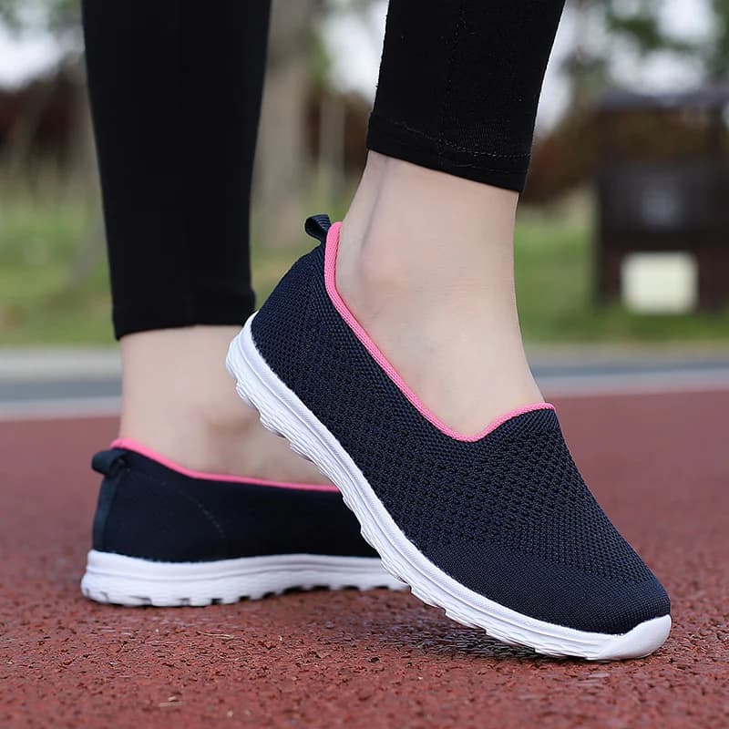 Women Summer Mesh Walking Sneaker Black Breathable Sport Outdoor Comfortable Loafers Girls For Running Flats Size 35-42