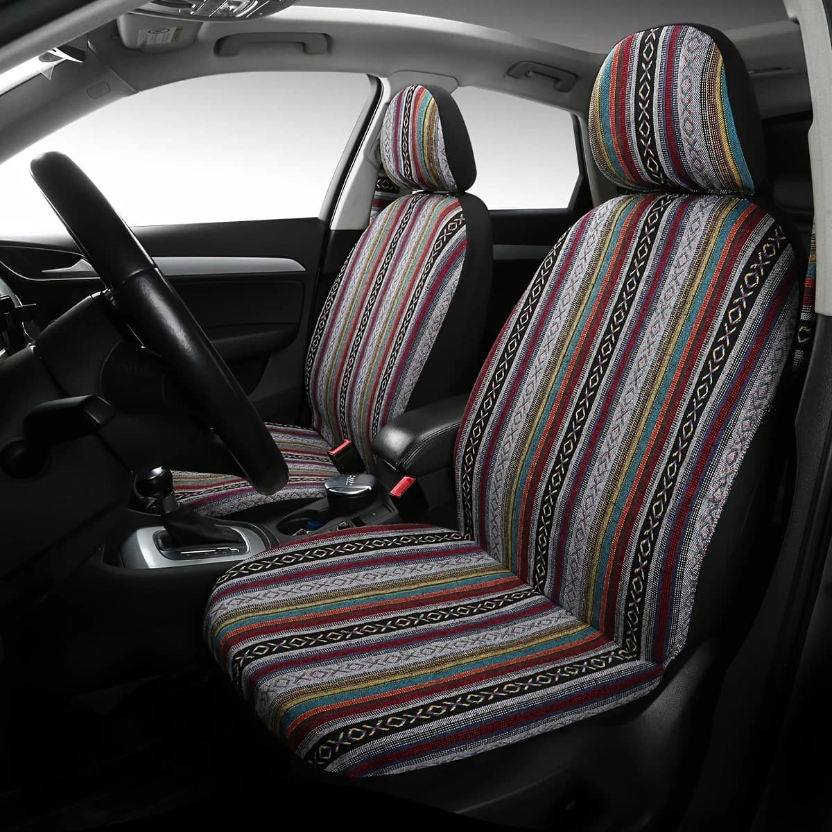 Copertura protettiva per seggiolino auto, decorazione di ricambio, design interno di lusso con schienale basso, per SUV, camion, furgoni, tessuto intrecciato, set completo