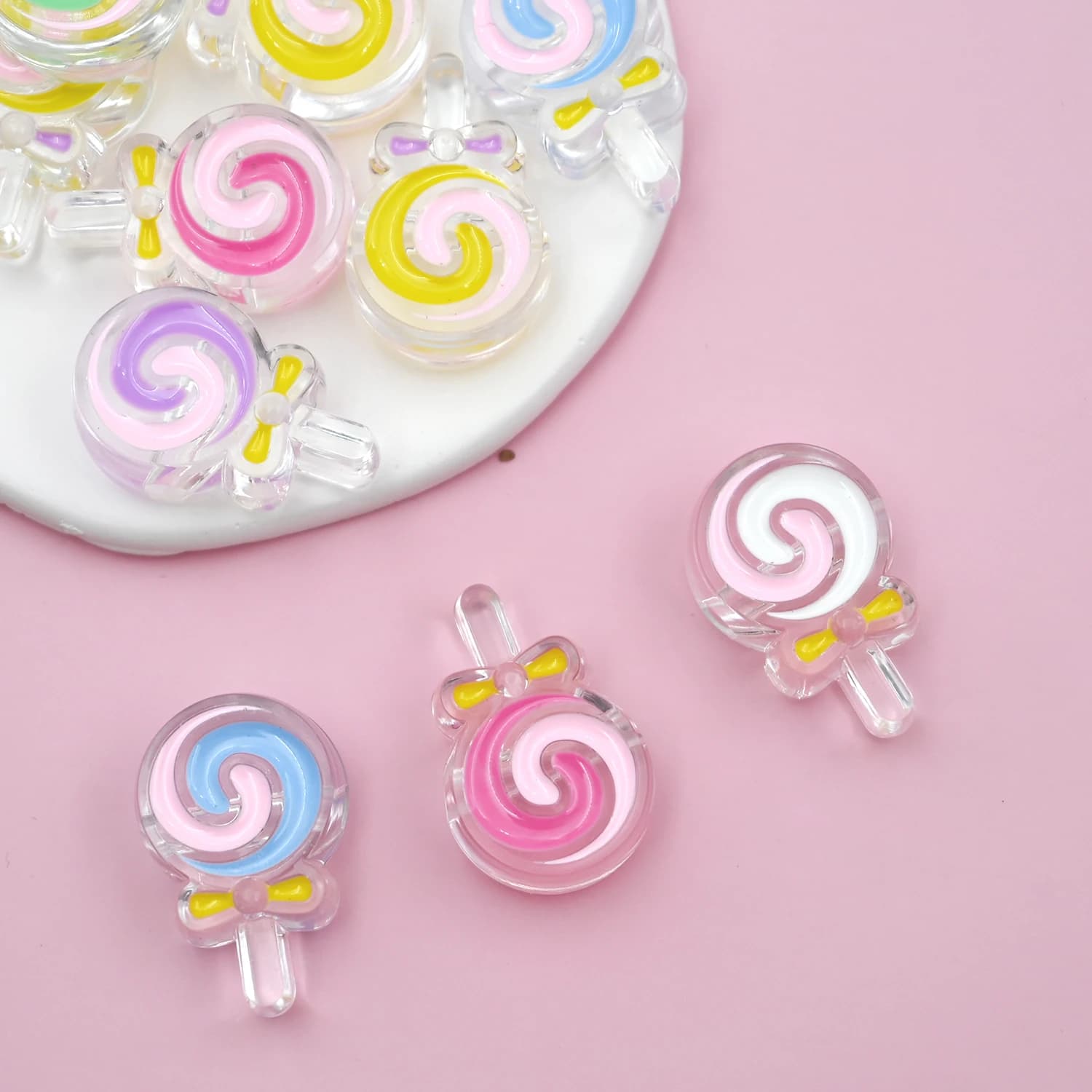 18x28mm Transparent Lollipop Candy Acrylic Beads Loose Spacer Beads For Jewelry Making DIY Handmade Keychain Hairclip Accessorie