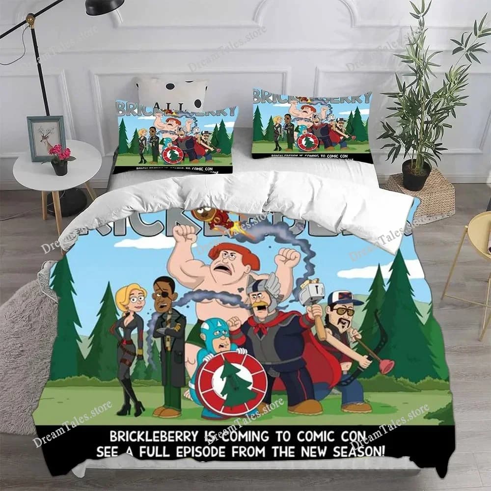 Nuovo Set di Biancheria da Letto con Copripiumino e Federe a Tema Cartoni Animati Brickleberry, Decorazione per Camera da Letto per Adulti e Bambini, Regalo per Ragazzi e Ragazze, Singolo, Matrimoniale, Grande