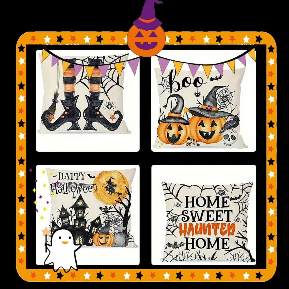 Federa per cuscino con motivo stivali da strega per Halloween, adatta per divano, auto, camera da letto, federa decorativa per cuscino