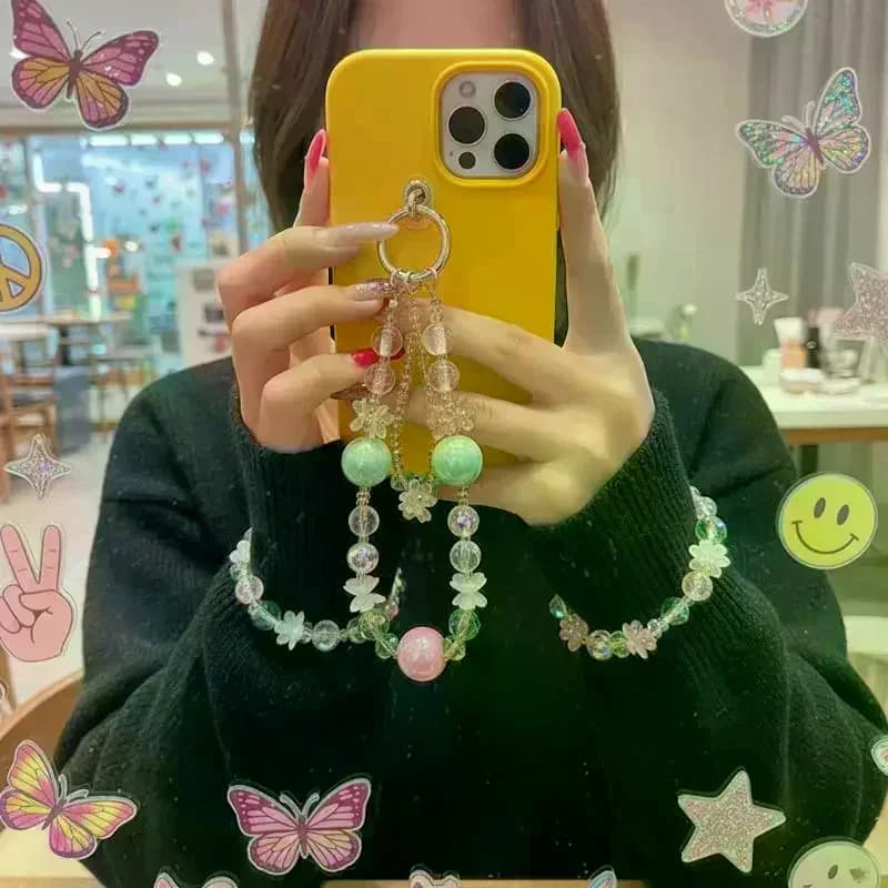 Cinturino per Telefono di Lusso a Doppio Strato con Perline di Cristallo, Accessorio per Cellulare da Donna per Uso Quotidiano e Feste