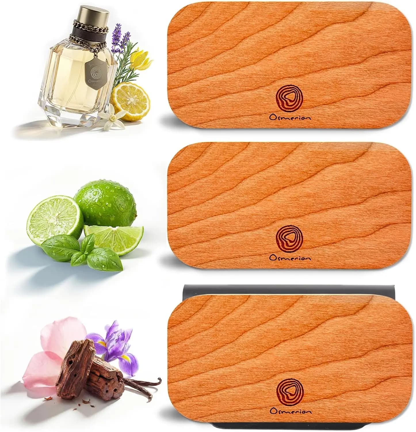 Deodorant for Cars in Wood with Clips for Visiera - Delete Long-Term Odors, Various Including Fragrances (Sandalwood, Cologne, Lime)