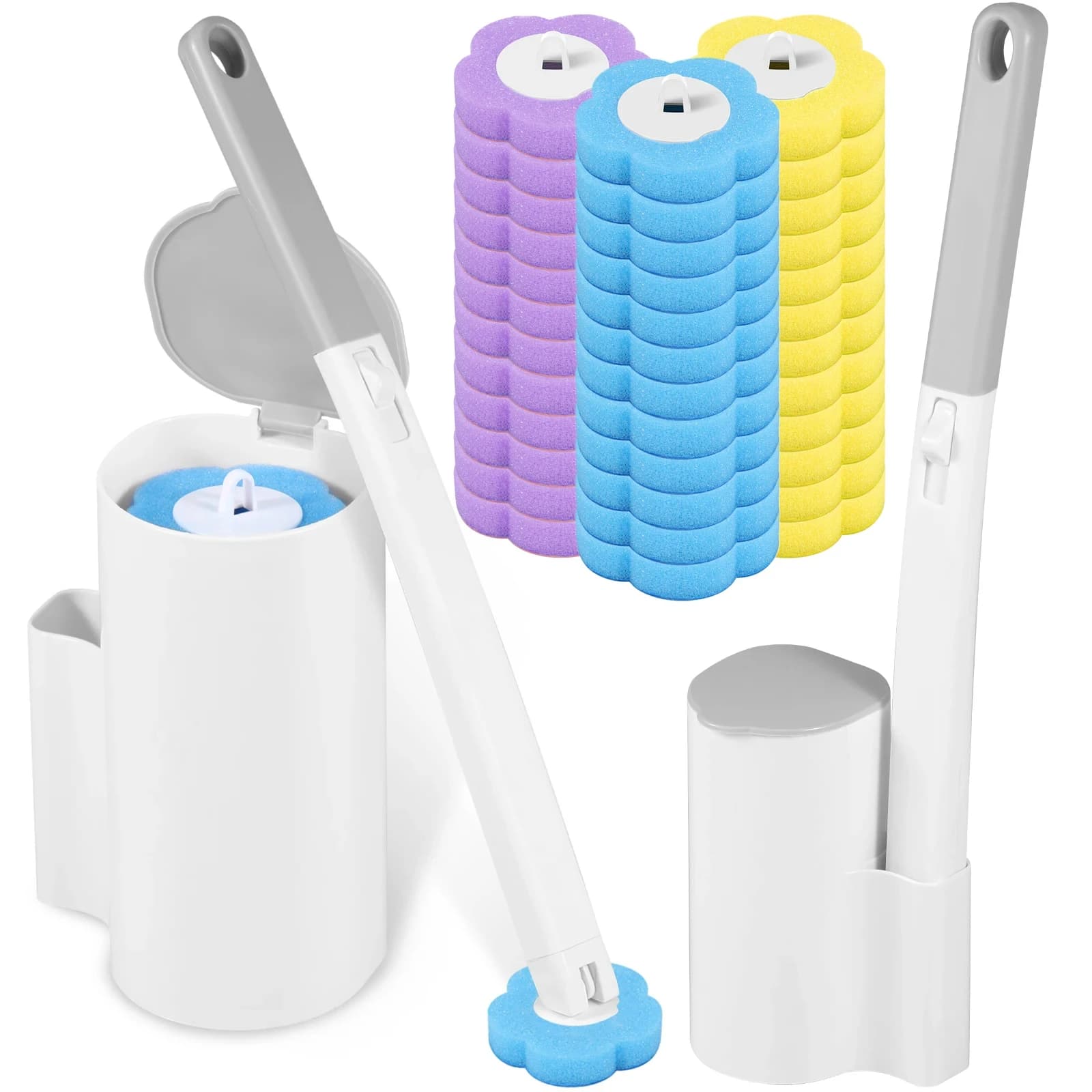 Kit di Pulizia per WC con Spazzola Usa e Getta, Spazzola per WC con Manico Lungo, Accessori per Bagno