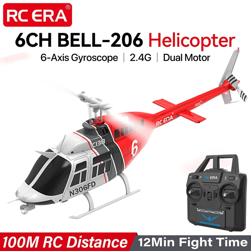 Elicottero RC ERA 1:33 Bell-206 C138 6CH con Giroscopio a 6 Assi, Aeromodello Telecomandato