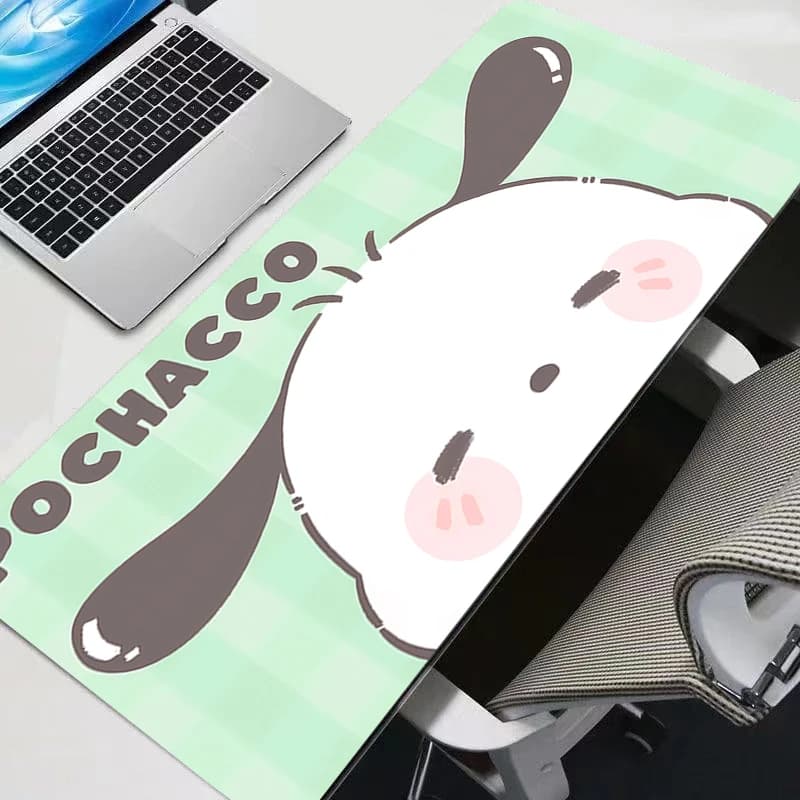 Tappetino per mouse grande 90x40 cm Pochacco Tappetini per scrivania da ufficio Accessori per giochi per PC Tappetini per mouse con bordo bloccato per giocatori di e-sport Tappetino per tastiera per laptop