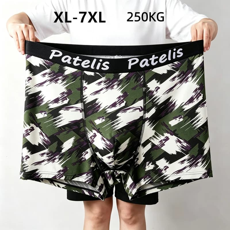 4PCS US Size Plus Men Cotton Boxers Oversized 6XL 7XL Briefs 100-250KG Big Guy Camo Graffiti Underwear Stretched Panties Shorts