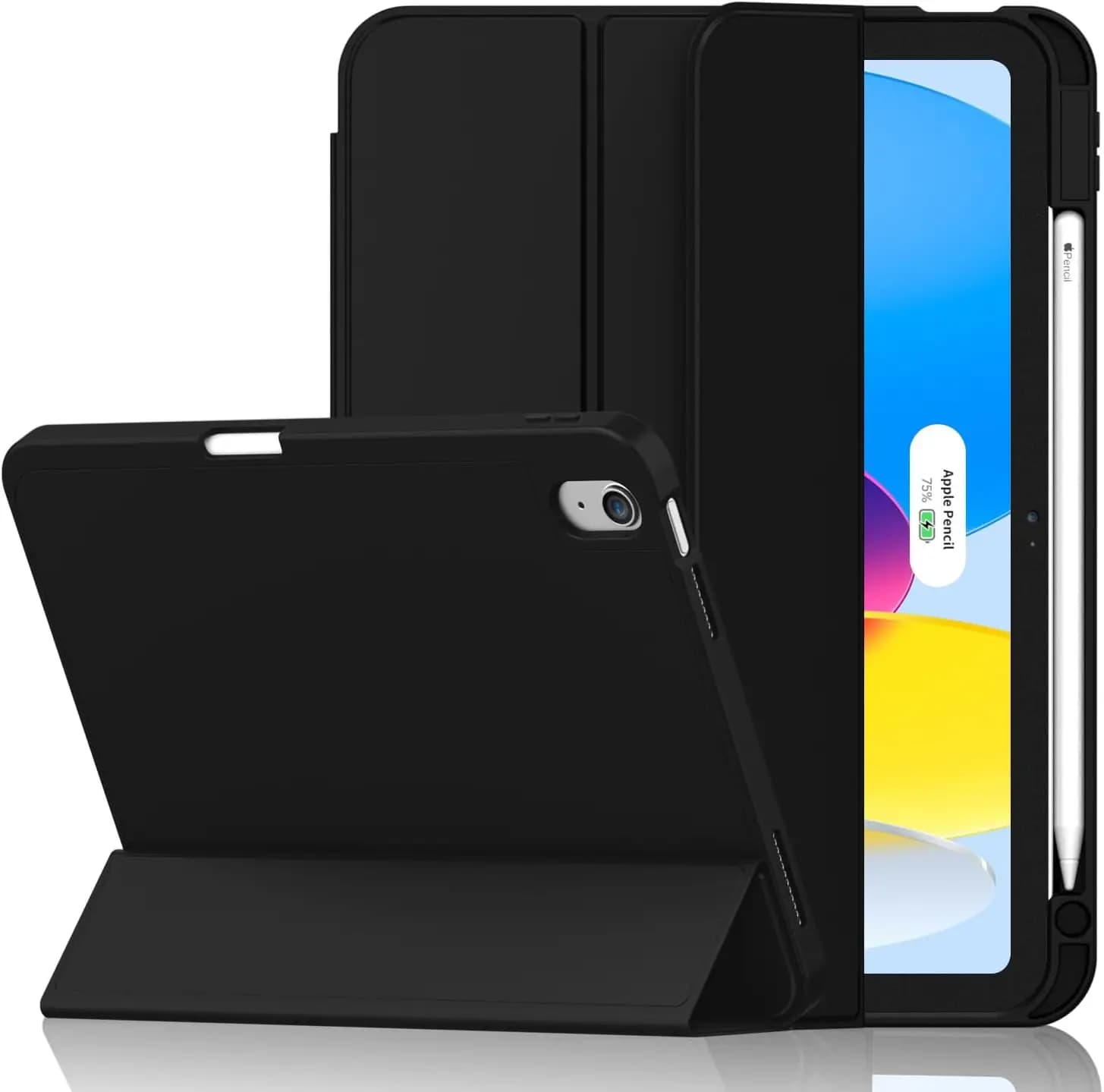 Custodia per iPad (A16)/iPad 10a generazione [11 pollici 2025/10,9 pollici 2022], cover intelligente con supporto a tre ante con portapenne e TPU morbido