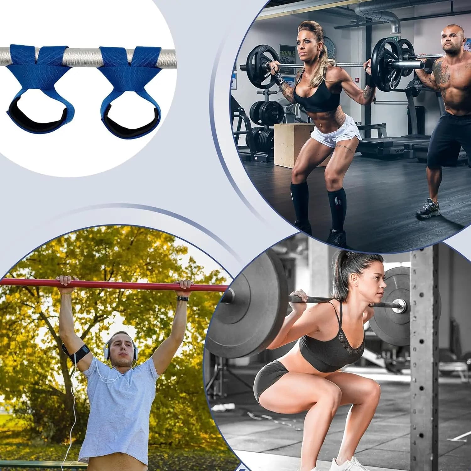 1Pair Gym Lifting Straps Fitness Gloves Anti-slip Hand Wraps Wrist Straps Support For Weight Lifting Powerlifting Training