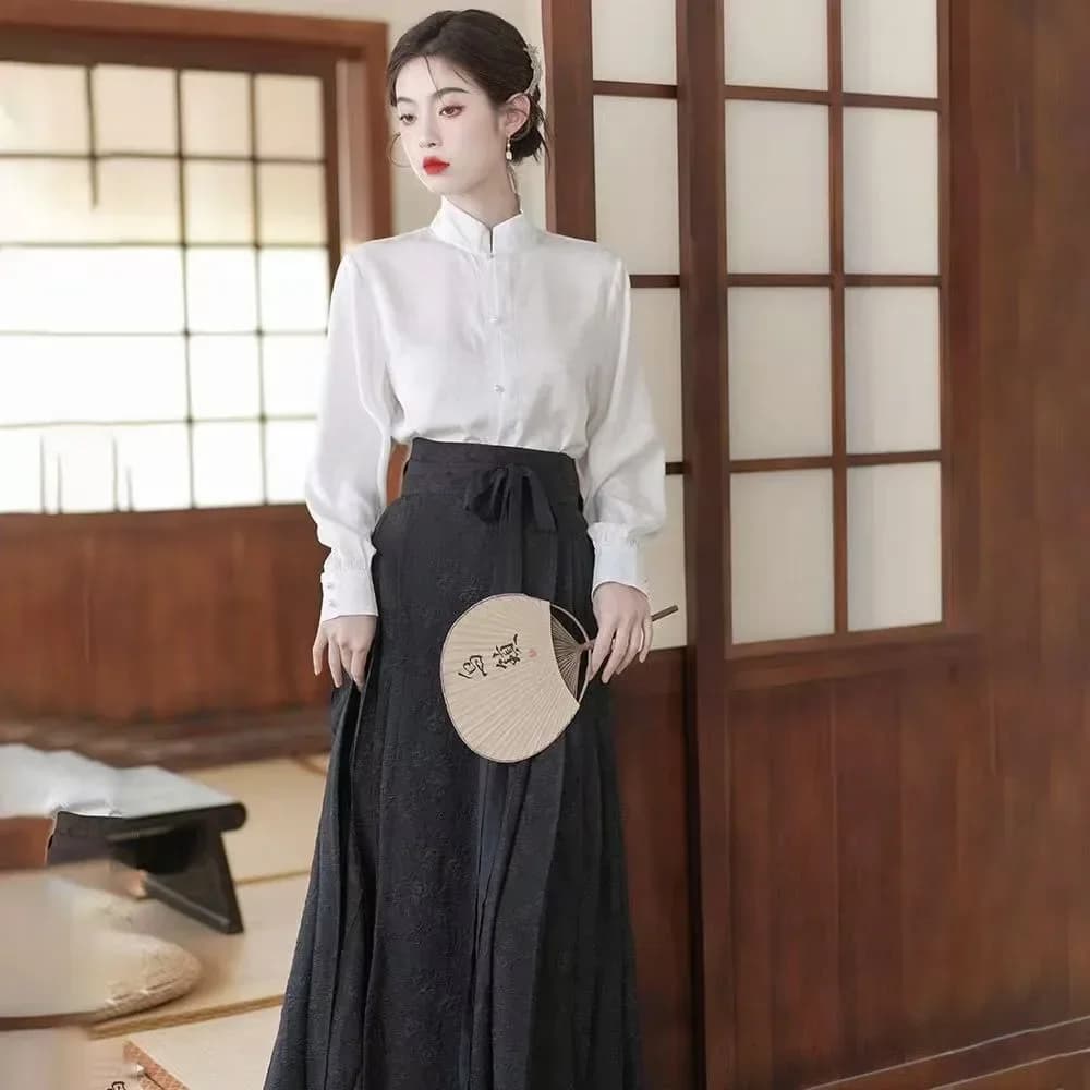 Gonna gilet Hanfu abito da donna in stile moderno Mamianqun abbigliamento Vintage cinese gonna a faccia di cavallo abbigliamento quotidiano