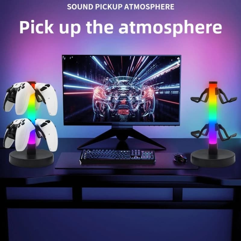 RGB gaming controller stand, headphone stand, ambient lighting, gaming pickup rhythm light desk lamp, night light