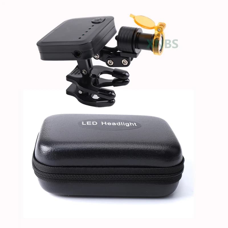Lampada Frontale Dentale a Clip 3W con Filtro Ottico, Luce LED per Loupes Dentali, Lampada Chirurgica Ricaricabile