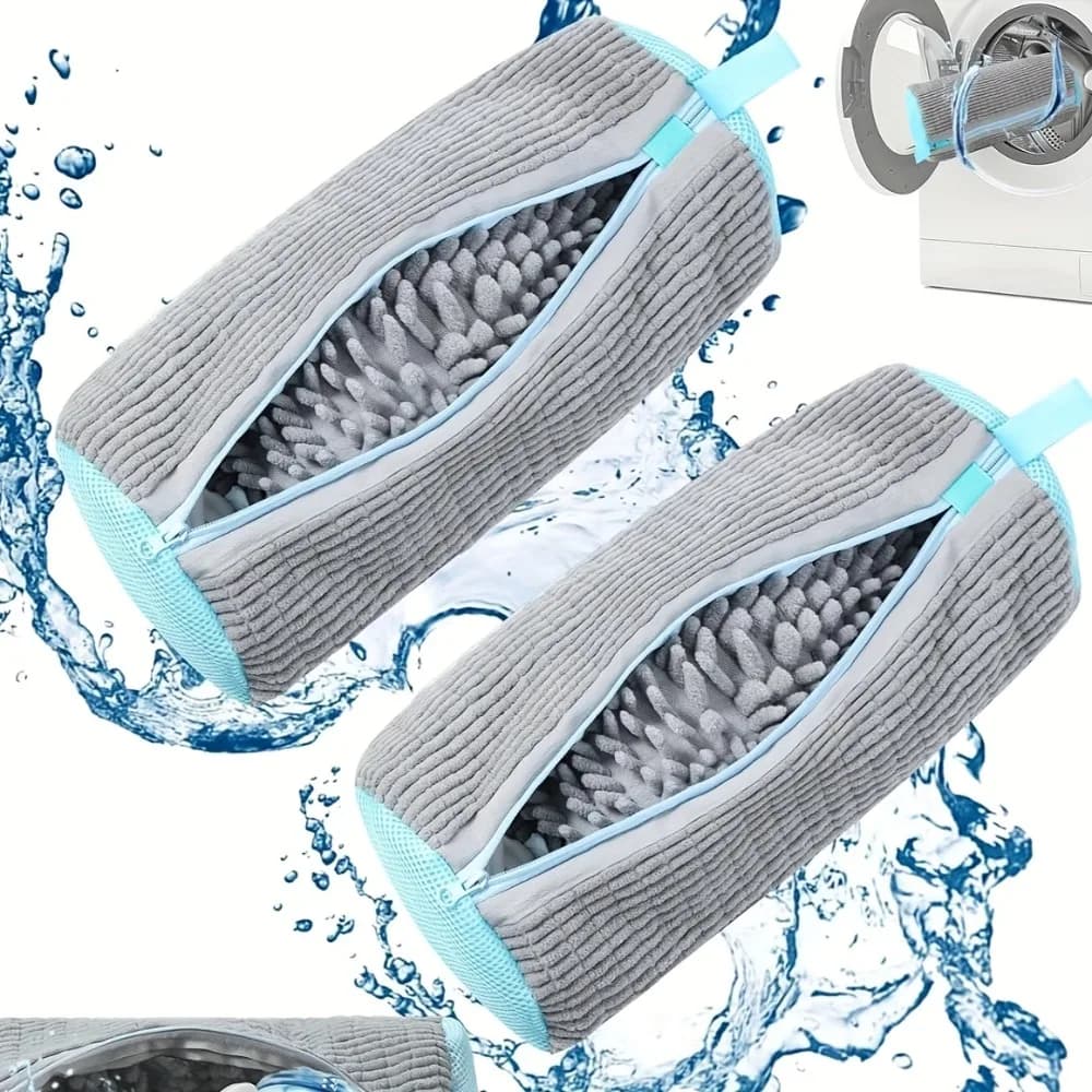2 bag for washing machine shoes, reusable, fleece lined, for laundry, reduce noise, use for shoe washing
