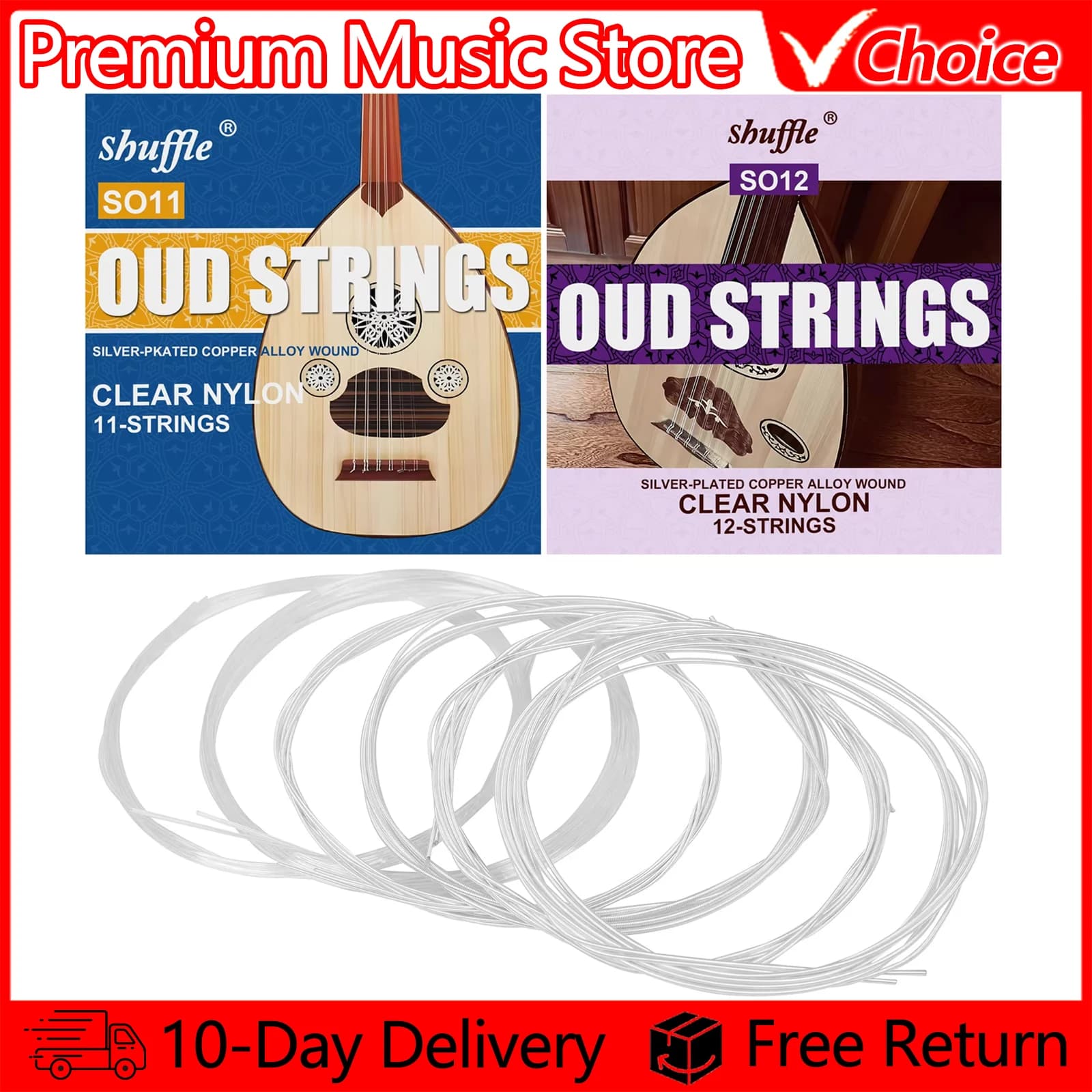 Corde di Shuffle Oud Turchia Oud Corde di luta arabe Nylon Argento placcato Lega di rame Corda avvolta Parti di strumenti musicali Accessor