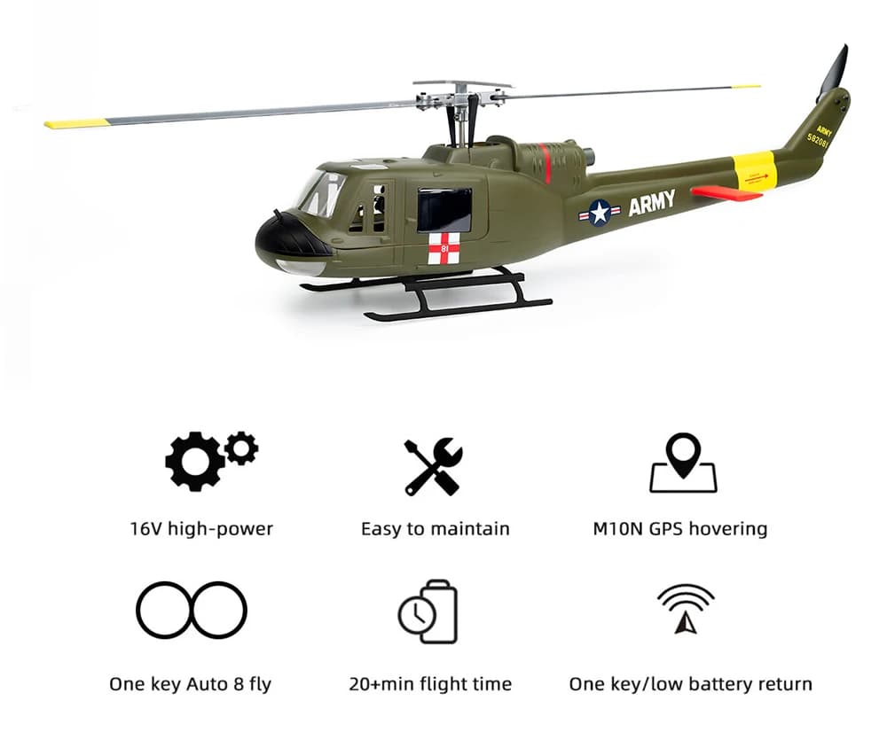 FlyWing UH1 V4 RTF RC Helicopter 16V Brushless Motor 10CH M10 GPS Module with Altitude Hold Fixed Point Controller System