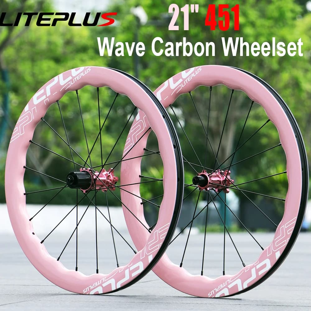Set di ruote in carbonio con bordo ondulato da 20 pollici 451, 100mm 150mm, freno a disco, 7-11S, 21H, montante PSR 14 raggi, ruote in carbonio modificate per bicicletta pieghevole