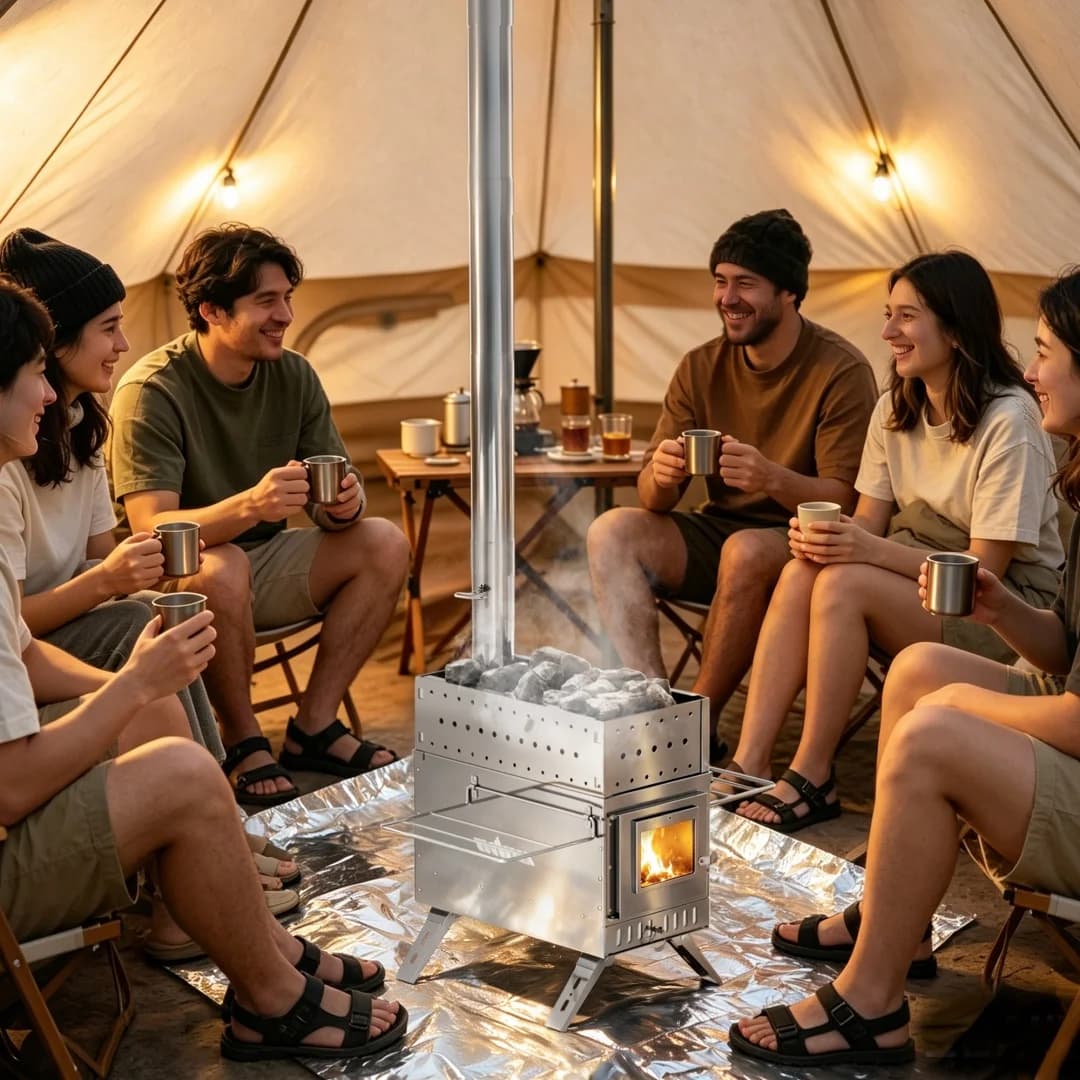 Portable Wood Burning Sauna Stove, Stainless Steel Tent Heater for Camping Hot Tent Outdoor Cooking and Steam Sauna