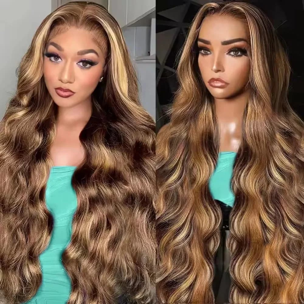 P4/27 Highlight Body Wave Wig 13x6 HD Lace Front Human Hair 13x4 Transparent Lace Wigs Human Hair Pre Plucked 200 Density