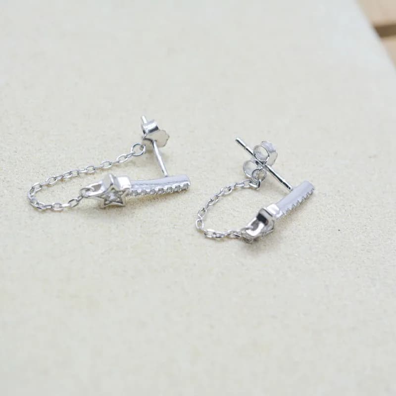 Orecchini in argento S925 con ago in argento a fila singola con linea di diamanti con frange Ins Wind Orecchini versatili Orecchini alla moda