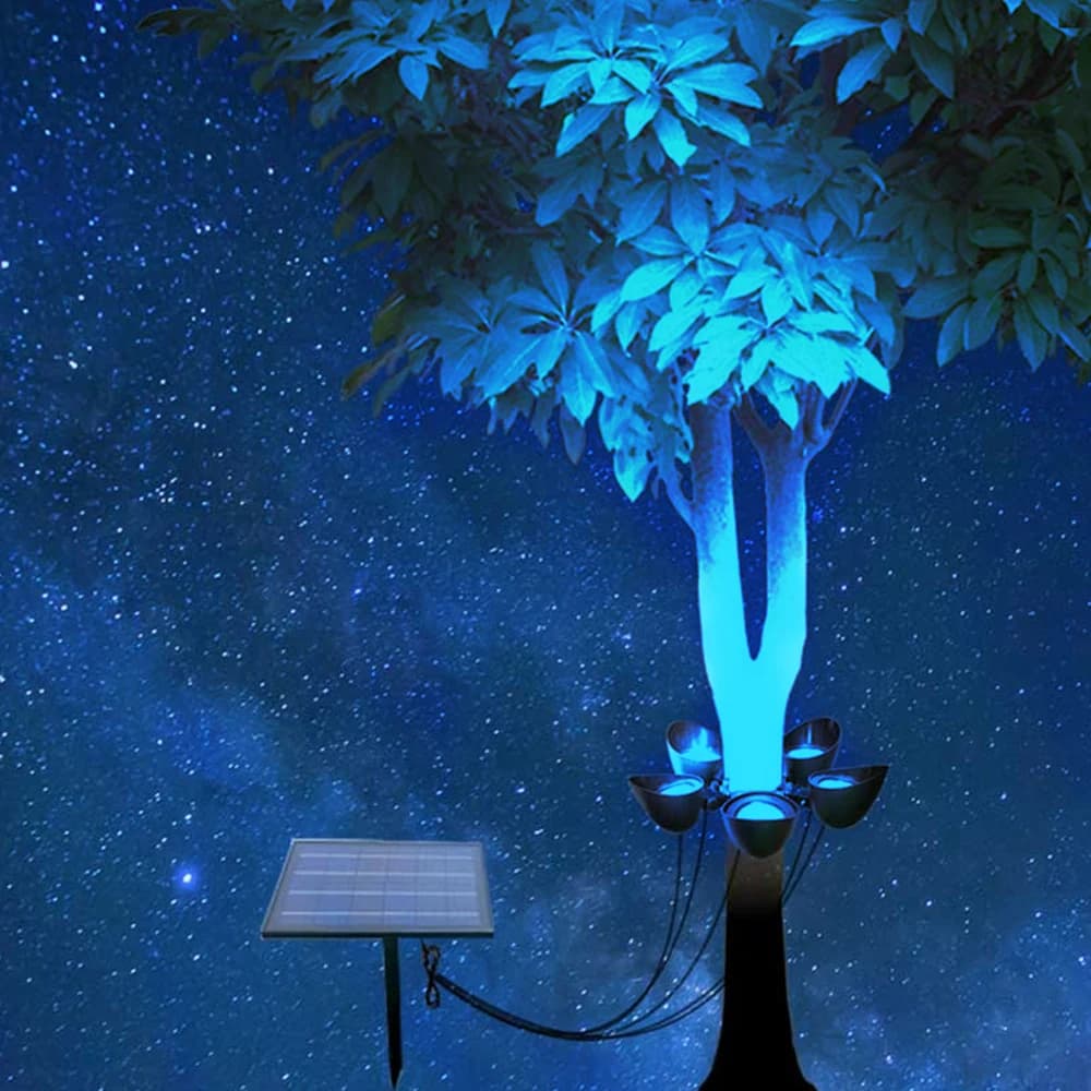 Solar Garden Lights 12W IP65 Waterproof Aluminum Customizable Pillar Ring for Coconut Palm Landscape Hug Decorative Garden Light