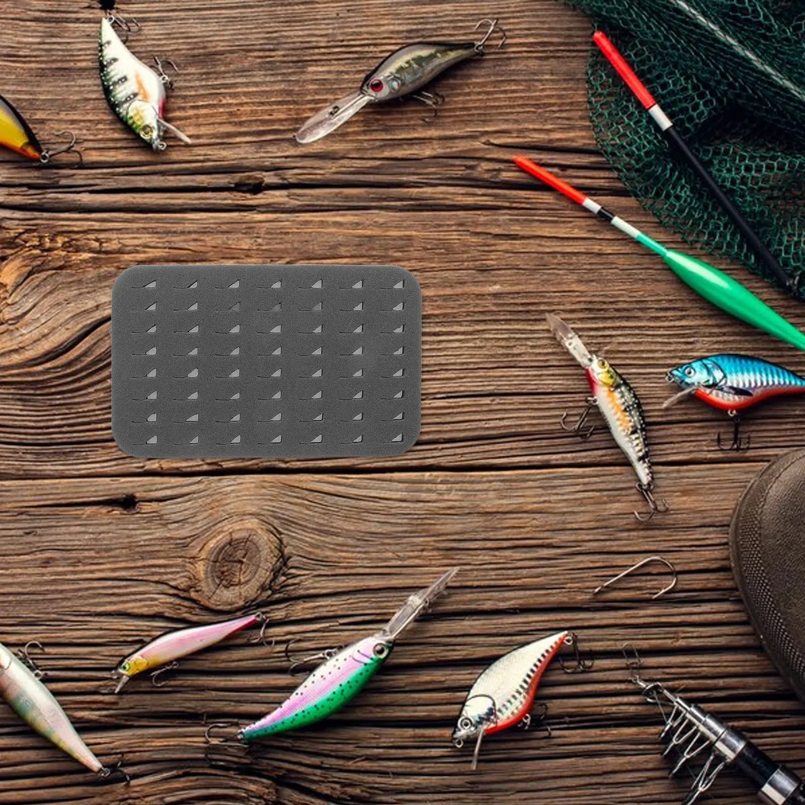 Supporto per ami da pesca in schiuma, portatile, antiscivolo, organizer per attrezzatura da pesca all'aperto, foglio di ricambio per scatola portaoggetti