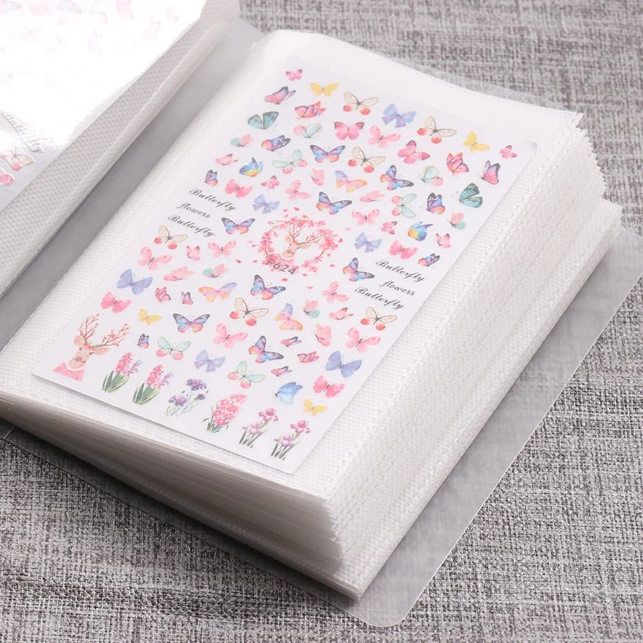 Album Nail Stickers with 100 Parts, Organizer to Collect Decalcomanie, Manicure Display