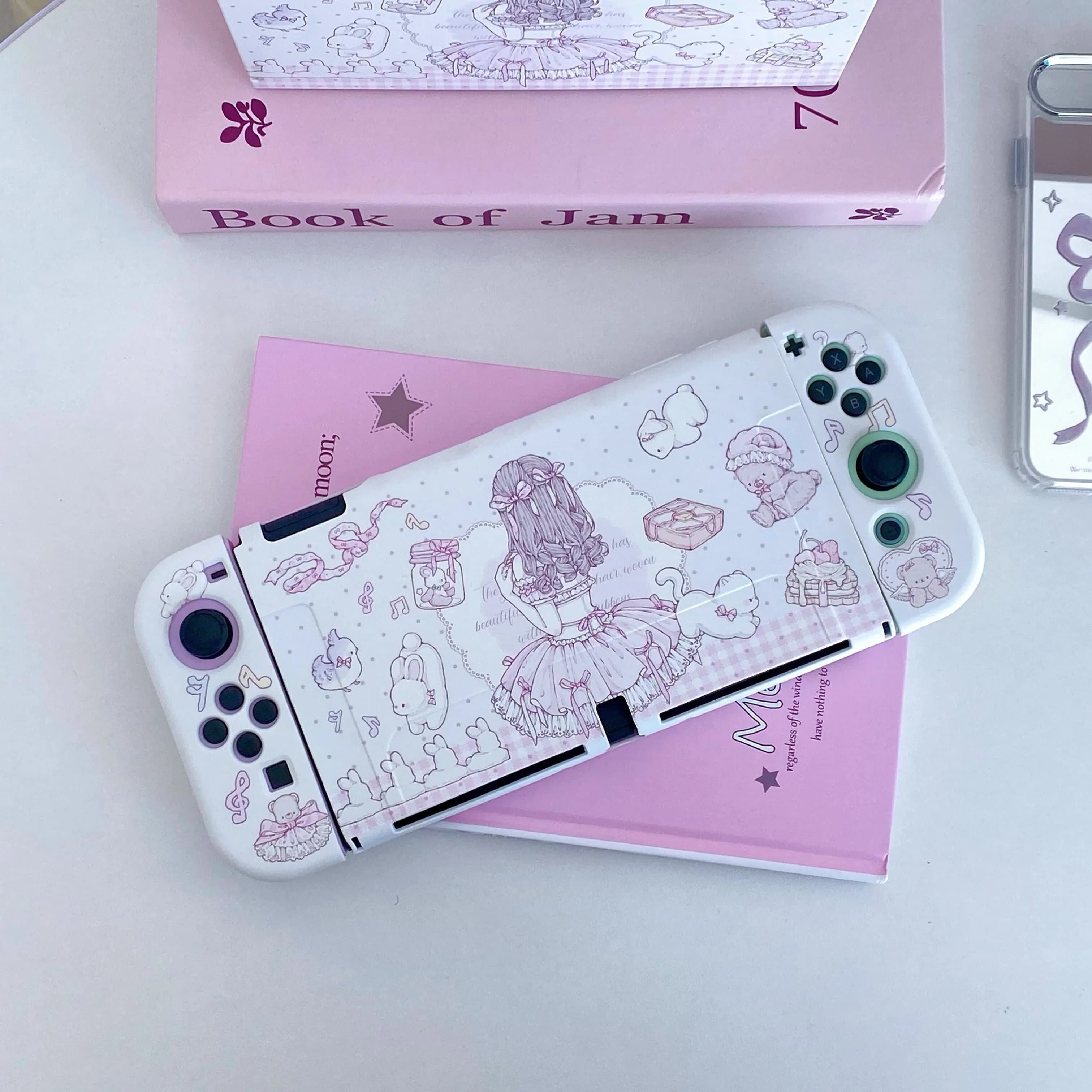 Custodia per Nintendo Switch Oled Funda Cover Shell Dockable Protettiva Kawaii Anime Girl Whit TPU Switch Accessori JoyCon