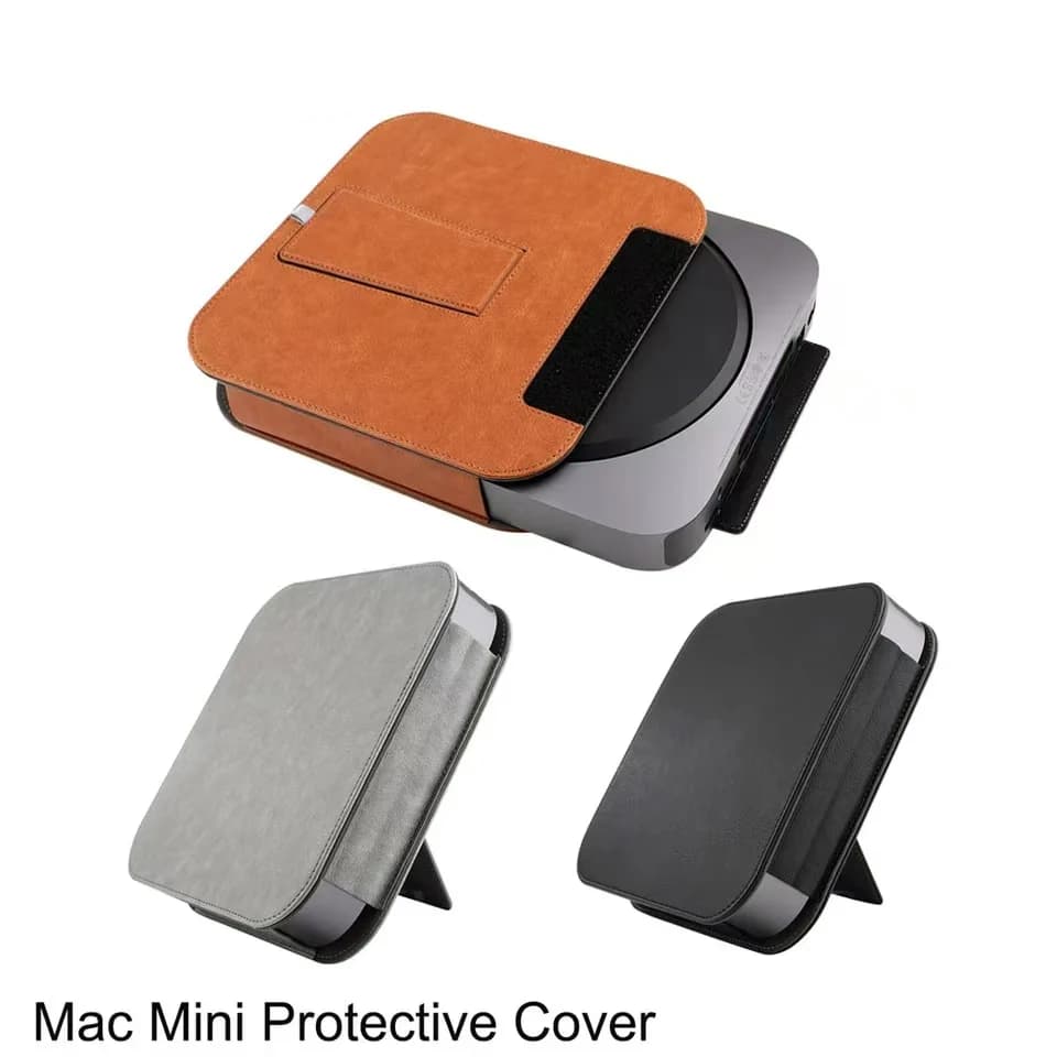 Custodia protettiva per Apple Mac mini custodia M1 M2 pro stand Custodia in pelle PU con staffa di supporto antiurto