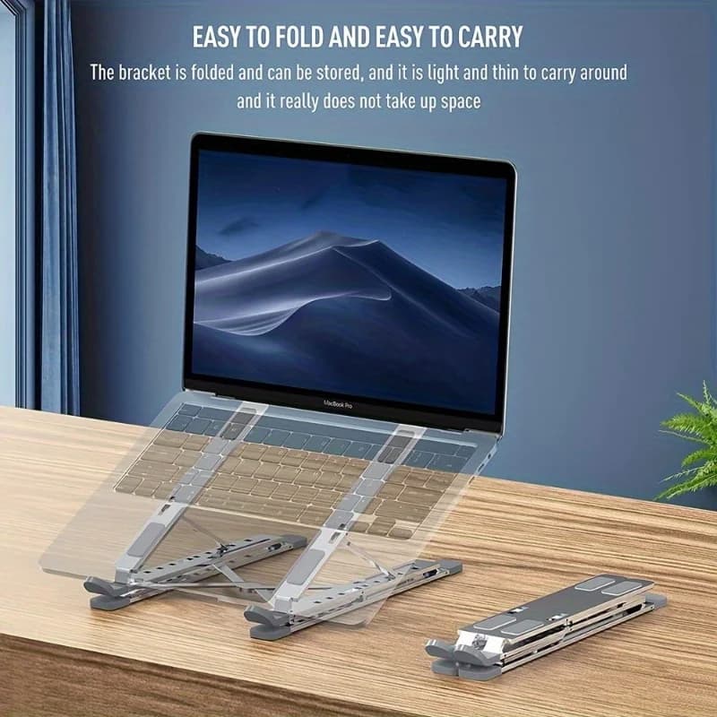 Supporto Pieghevole per Laptop, Regolabile in Alluminio, Portatile, 7 Angolazioni, per MacBook e Tablet