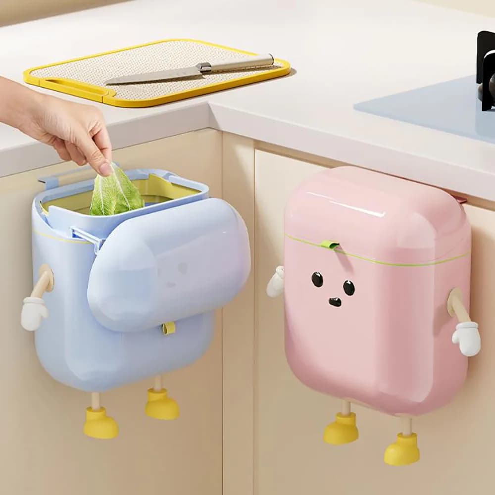 Cestino per compost da cucina per controsoffitto o sottolavello, pattumiera sospesa in plastica con coperchio, bidone della spazzatura a parete per bagno,