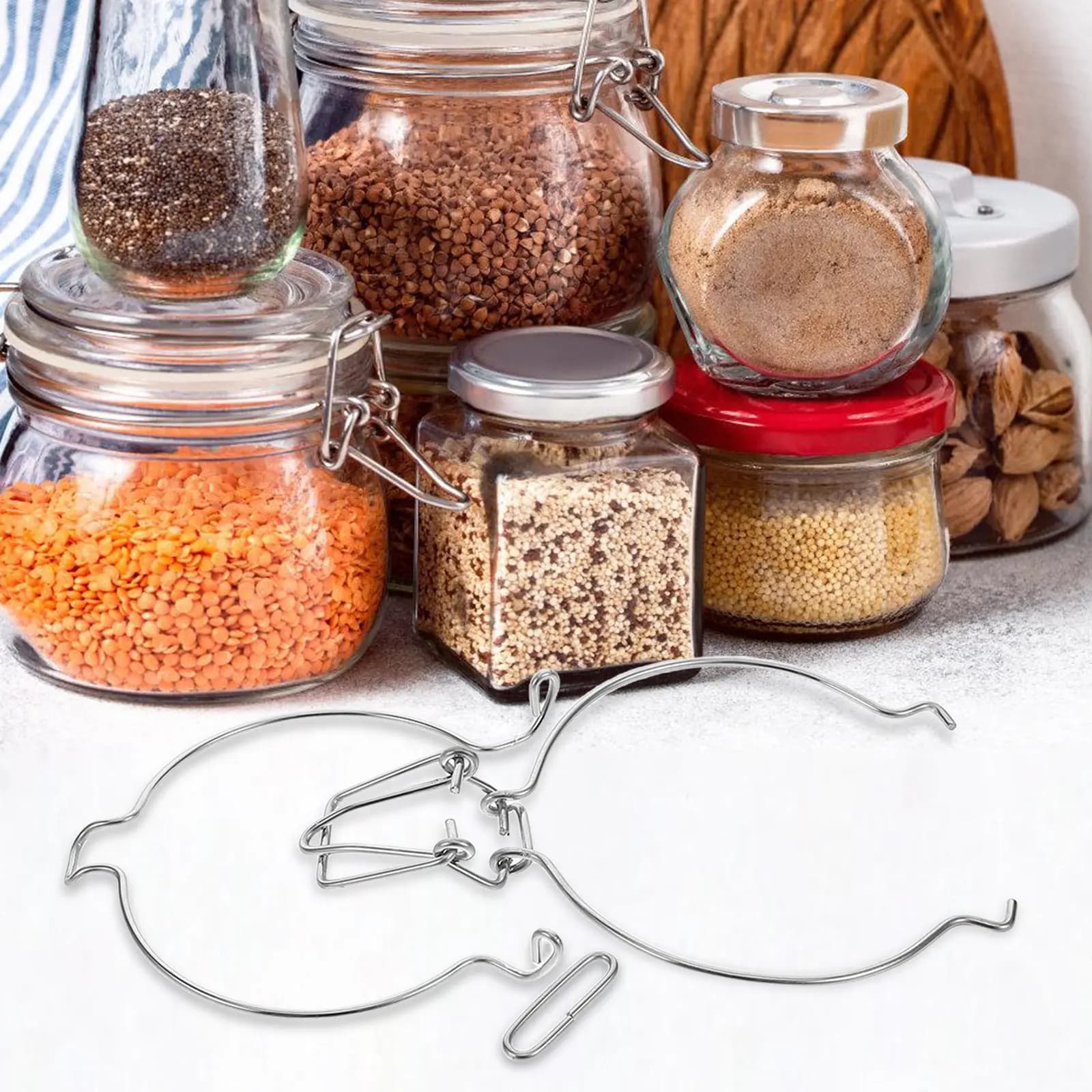10 Pieces Spring Closure for Glass Containers, Spring Design, Airtight Closure, Stainless Steel Buckle for Food Conservation