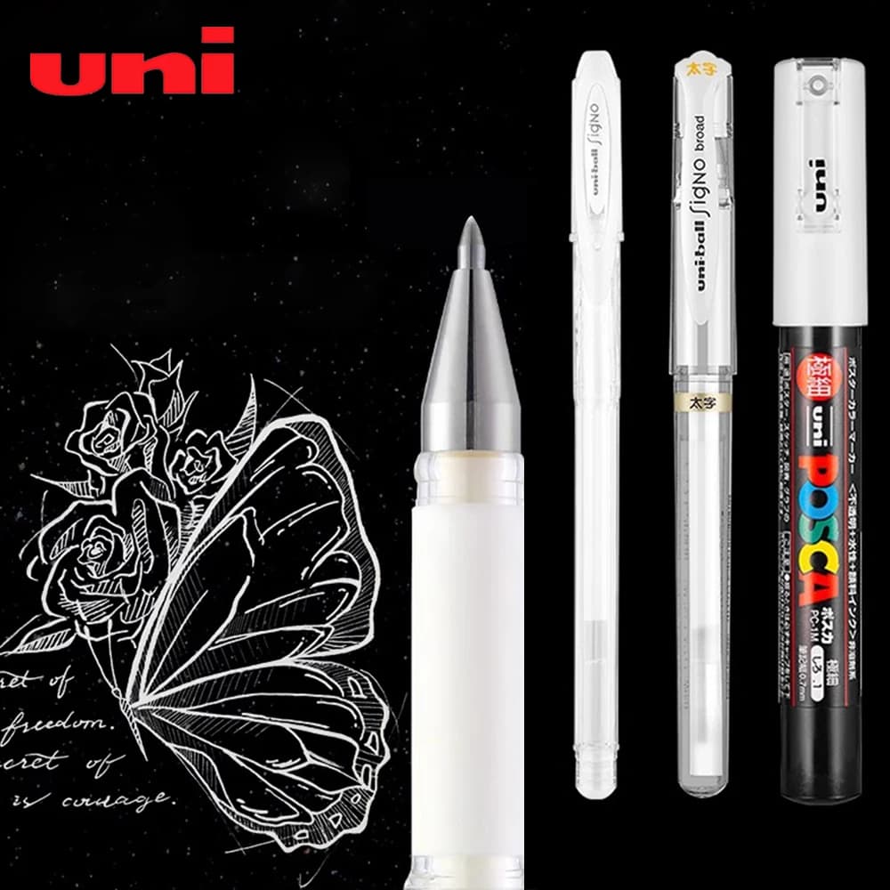 Giappone UNI Evidenziare Penna Gel Um153 1.0mm Pennarello di Vernice Bianca Dipinto A Mano Uniball Evidenziare Pennarello POSCA 0.7mm Rifornimenti D'arte