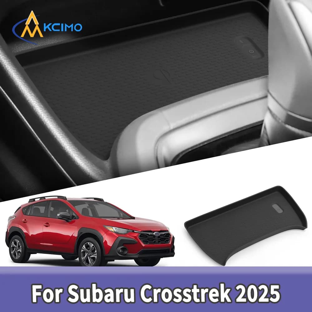 Tappetino antiscivolo in silicone nero per Subaru Crosstrek 2025 Console centrale Tappetino per caricabatterie wireless Organizzatore di protezione per interni auto