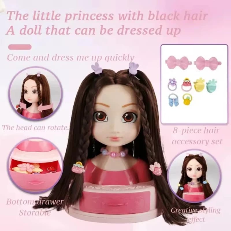 Disponibile Testa di Bambola per Acconciature, Trucco, Giochi di Ruolo, Moda, Vestiti da Principessa, Pratica con Forcine, Ferro Arricciacapelli, Strumenti Fai da Te