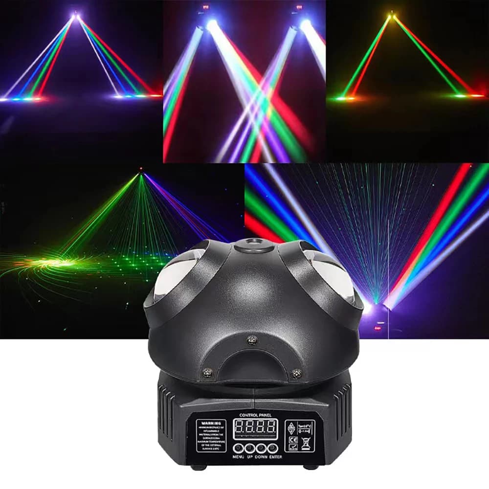 Mini Beetle DJ Luci a sfera da discoteca LED colorato 36W RGBW Fascio + Proiettore laser verde Luci a testa mobile DMX512 Nightclub Party Show