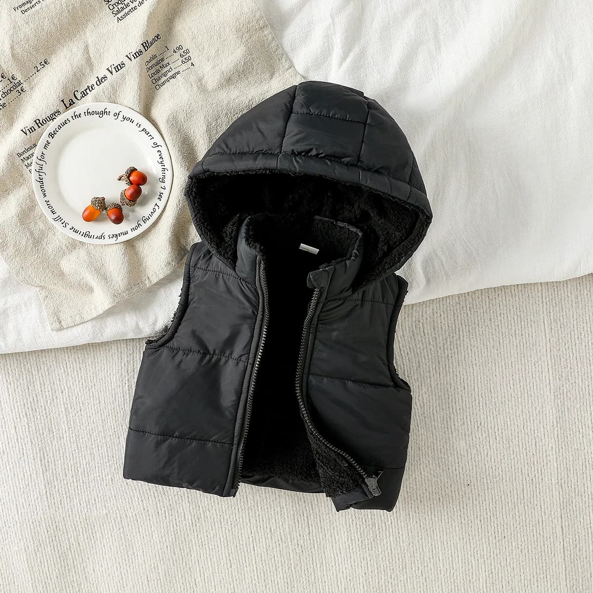 2025 New Fashion Gilet Autunno Inverno Cappotti New Fashion Abbigliamento per bambini Caldo con cappuccio Neonati maschi Gilet Capispalla per bambini 1-3Y