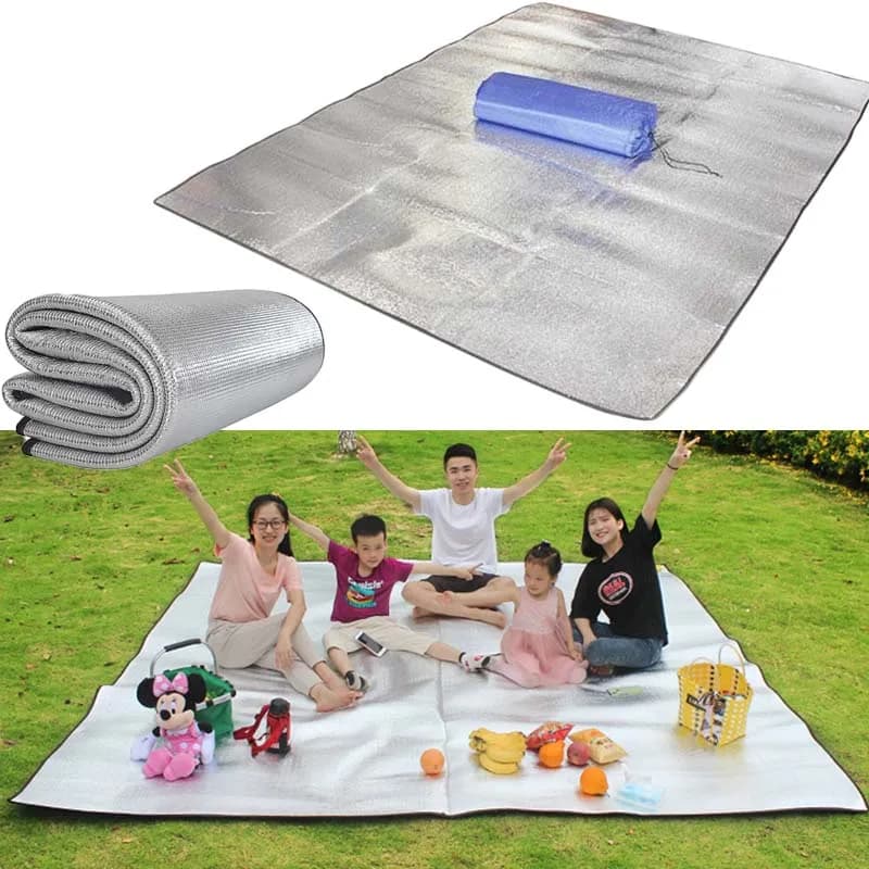Two-sided Aluminum Camping Mat Foam Foil Blanket Foam Pad Insulating Foil Mat Sleeping Tent Pad Reflecting Heat for Outdoor