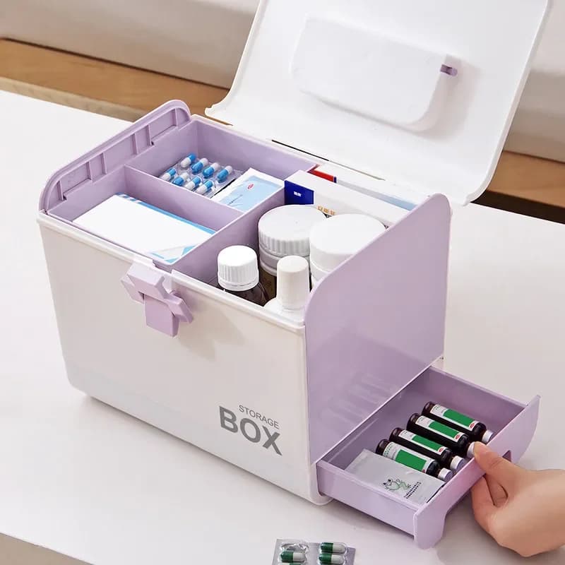 Home Storage Box Medicine Storage Medical Cabinet Drug Toy Storage Supplies Organizer Secure Medicine Container